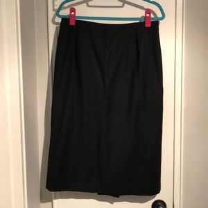 Vintage Talbots Wool Tea-Length Black Pencil Skirt